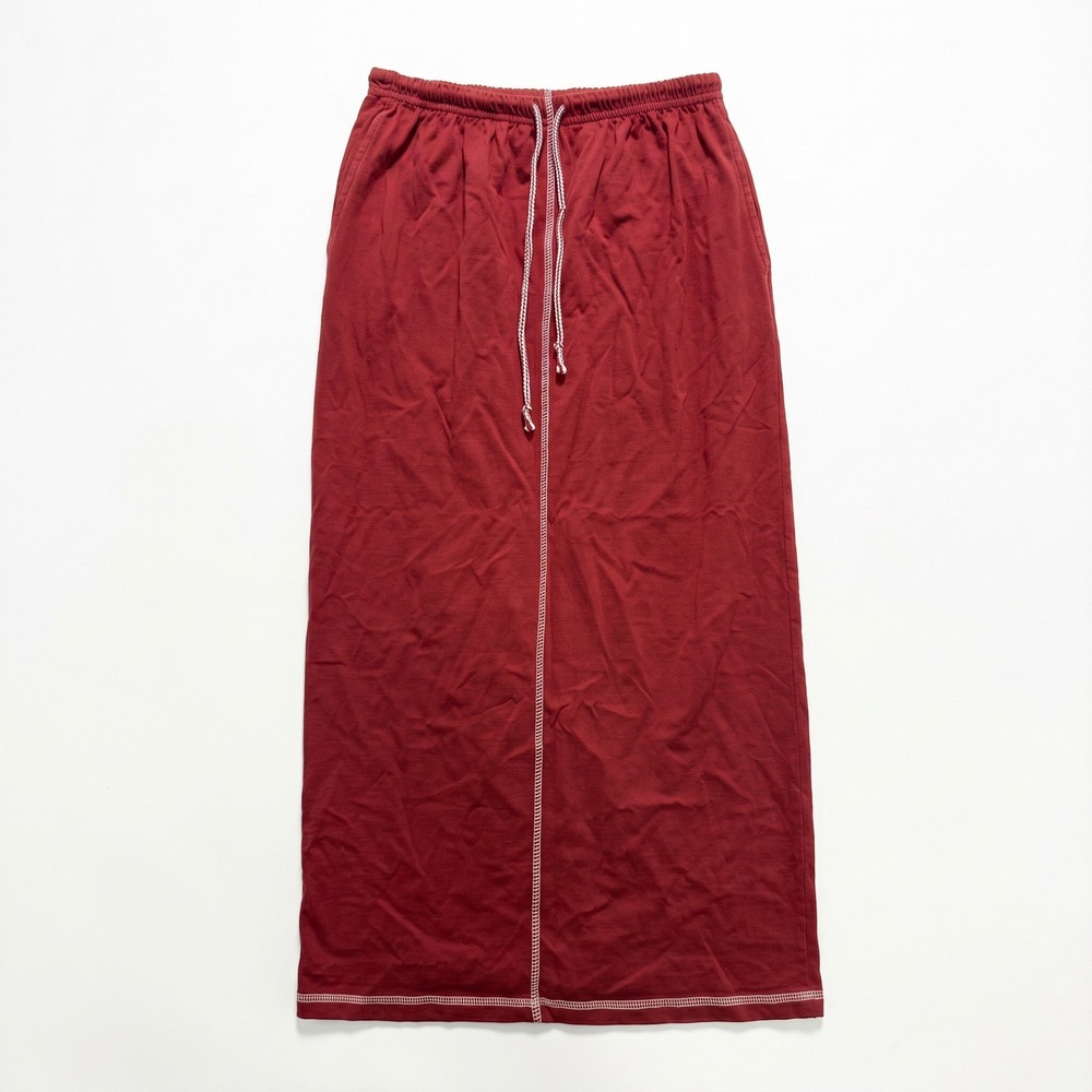 Capacity Knits S Red Cotton Drawstring Midi Skirt Womens Casual Vintage Boho
